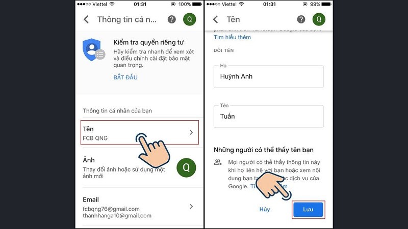 Hướng dẫn đổi tên Gmail trên điện thoại, máy tính đơn giản nhất