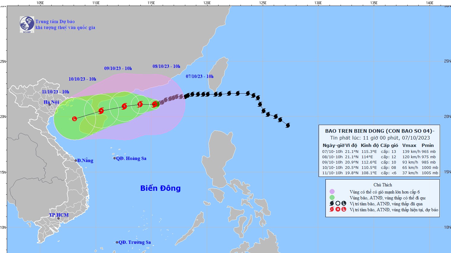 Dự báo bão số 4: Diễn biến 24 đến 72 giờ tới, gây mưa lớn ở Trung Bộ, Bắc Biển Đông sóng cao