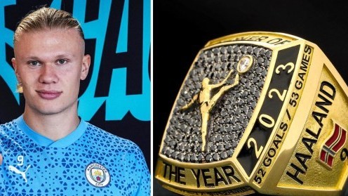 Erling Haaland được tặng chiếc nhẫn độc đáo, tôn vinh những thành công trong năm 2023
