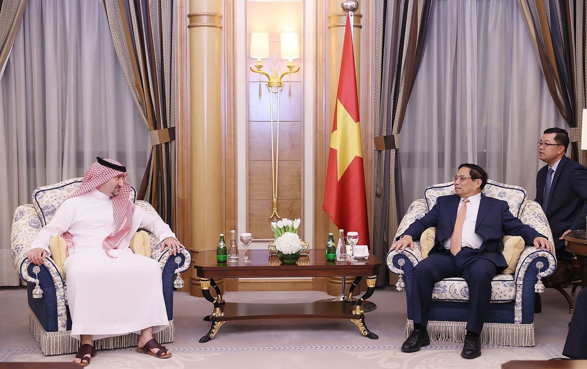 Thủ tướng Phạm Minh Chính tiếp Tiến sĩ Ali Al Khatib, Phó Giám đốc điều hành Ajlan & Bros. (Nguồn: TTXVN)