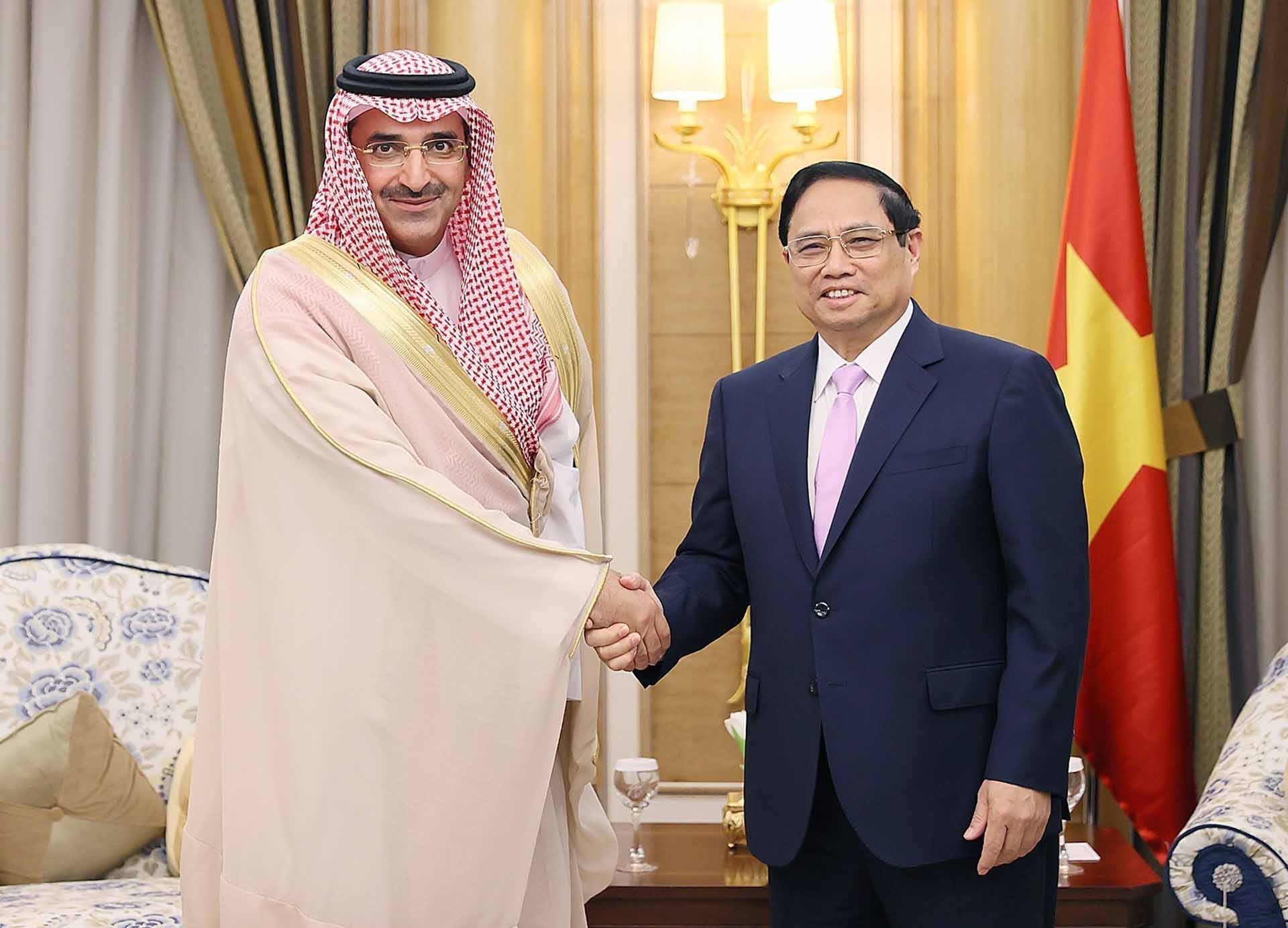 Thủ tướng Phạm Minh Chính tiếp ông Sultan Al-Marshad, Giám đốc điều hành Quỹ Phát triển Saudi Arabia. (Nguồn: TTXVN)
