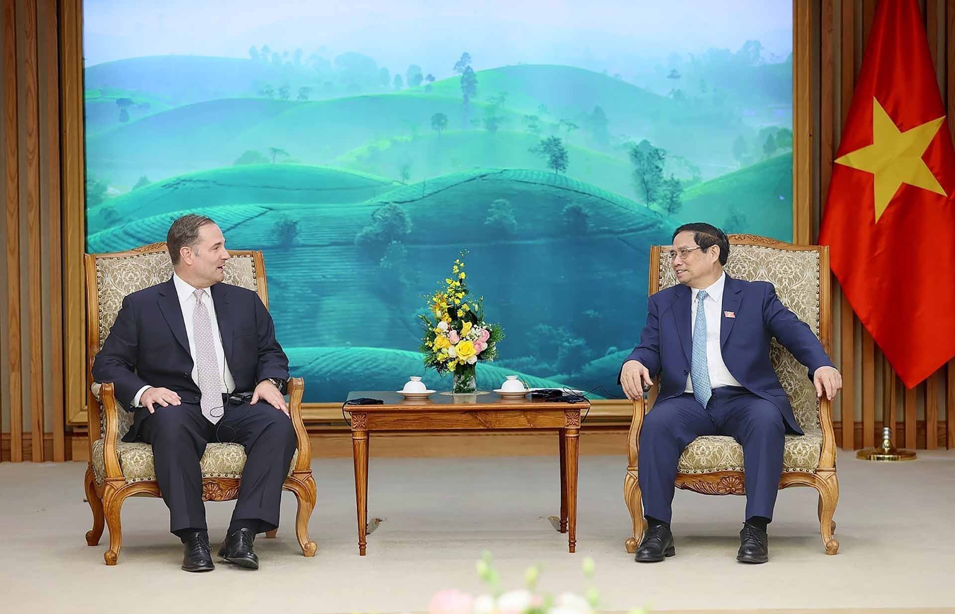 Thủ tướng Phạm Minh Chính tiếp ông Anthony Capuano, Chủ tịch, Giám đốc điều hành Tập đoàn Marriott. (Nguồn: TTXVN) Thủ tướng Phạm Minh Chính tiếp ông Anthony Capuano, Chủ tịch, Giám đốc điều hành Tập đoàn Marriott. (Nguồn: TTXVN)