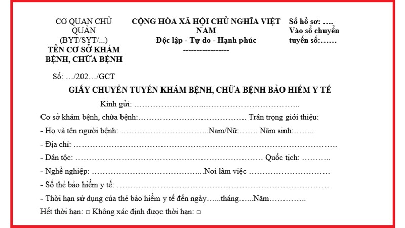 Quy định giấy chuyển tuyến bảo hiểm y tế từ ngày 03/12/2023 Quy định giấy chuyển tuyến bảo hiểm y tế từ ngày 3/12/2023