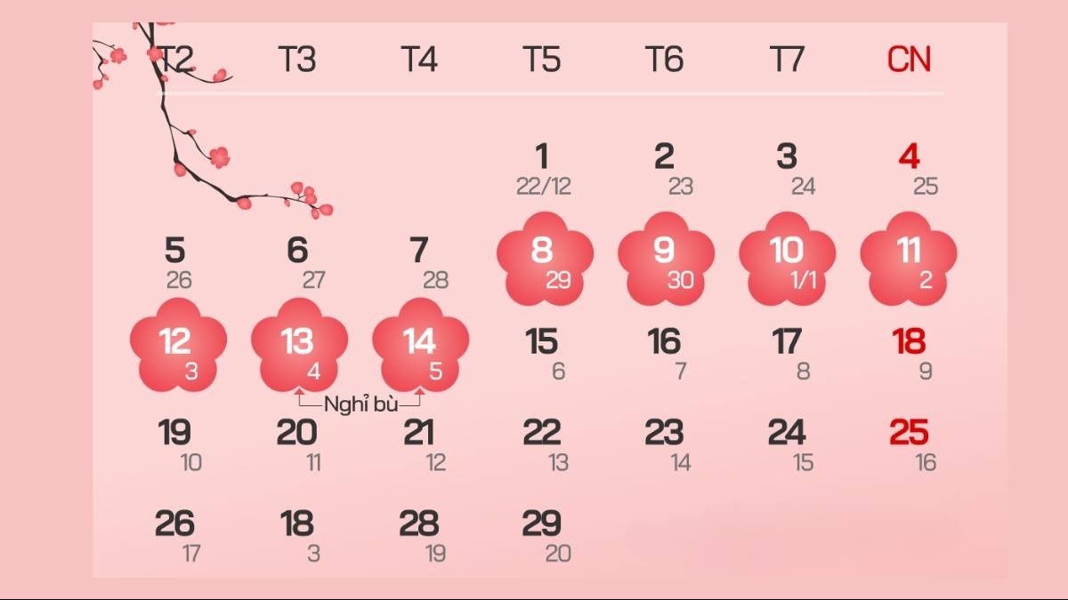 Lịch nghỉ Tết Nguyên đán 2024
