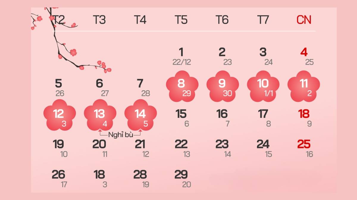 Lịch nghỉ Tết Nguyên đán 2024