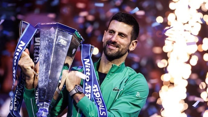 Vô địch ATP Finals 2023, tay vợt Serbia Novak Djokovic trả lời phỏng vấn bằng tiếng Italy