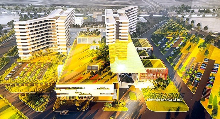 Phối cảnh Phương án kiến trúc công trình Bệnh viện Đa khoa Cà Mau Phối cảnh Phương án kiến trúc công trình Bệnh viện Đa khoa Cà Mau