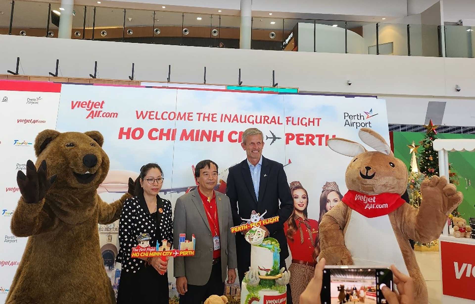 Lễ khai trương đường bay thẳng của Vietjet nối TP. Hồ Chí Minh và bang Tây Australia.
