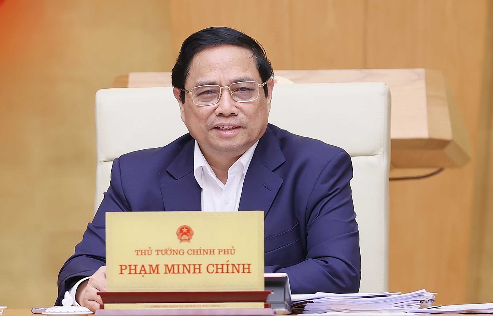 Thủ tướng Phạm Minh Chính phát biểu. (Nguồn: TTXVN) Thủ tướng Phạm Minh Chính phát biểu. (Nguồn: TTXVN)