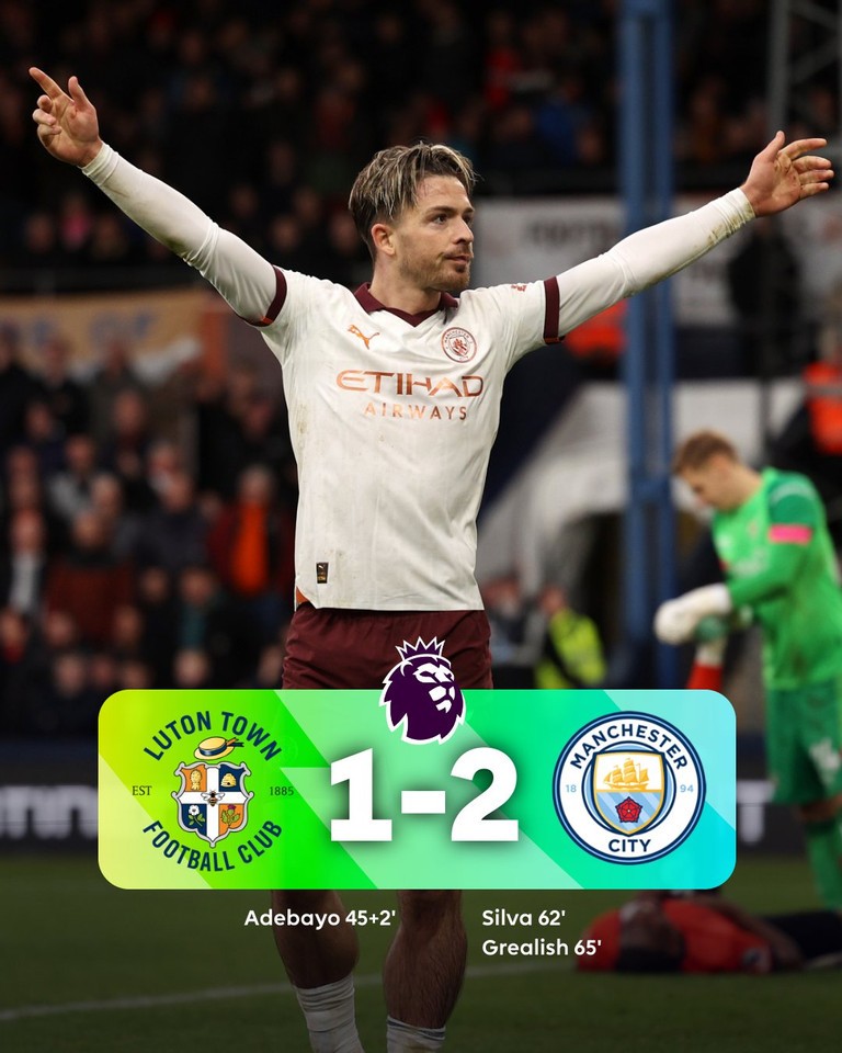 Man City giành 3 điểm trước Luton.