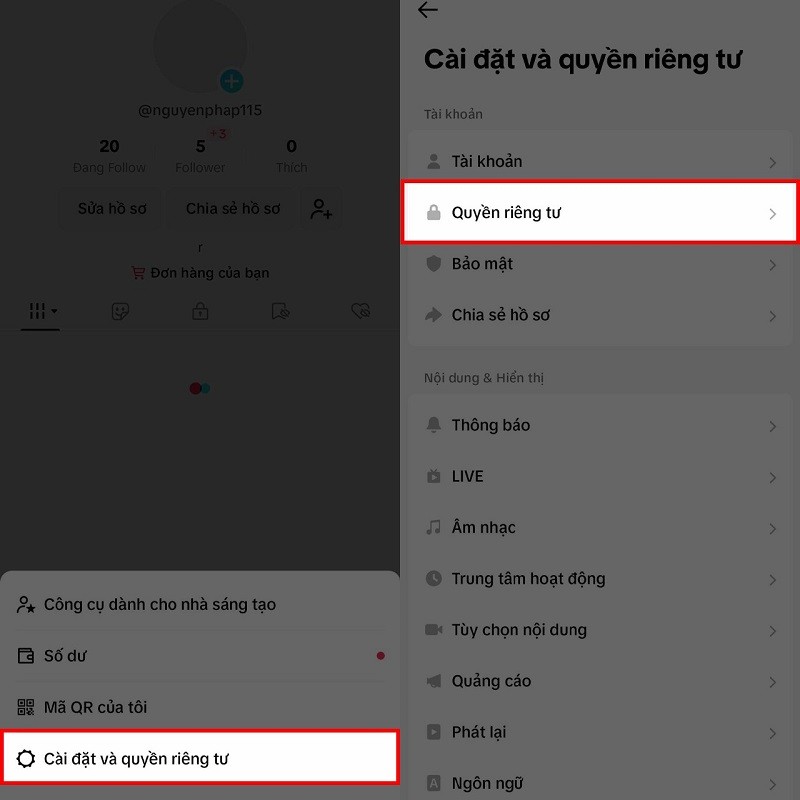 Hướng dẫn cách bật tài khoản riêng tư trên TikTok siêu đơn giản Hướng dẫn cách bật tài khoản riêng tư trên TikTok siêu đơn giản