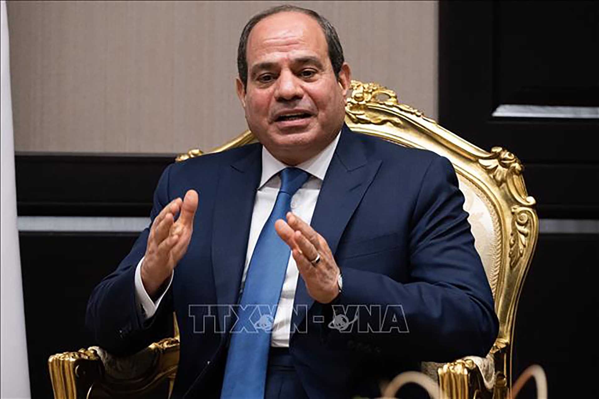 Tổng thống Ai Cập Abdel-Fattah al-Sisi tại một cuộc họp ở thành phố Sharm el-Sheikh. (Nguồn: AFP/TTXVN) Tổng thống Ai Cập Abdel-Fattah al-Sisi tại một cuộc họp ở thành phố Sharm el-Sheikh. (Nguồn: AFP/TTXVN)