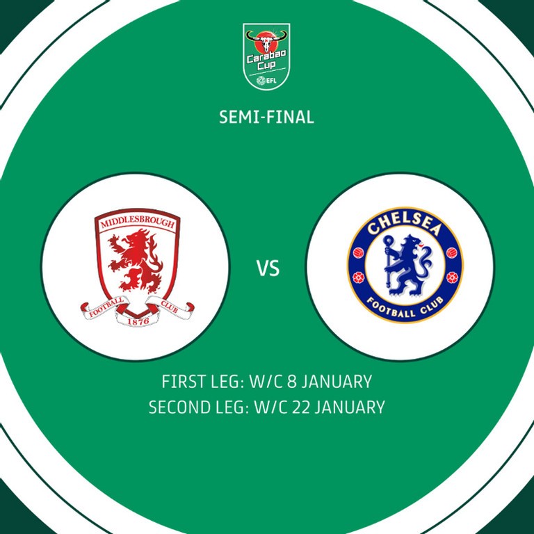 Cặp bán kết còn lại là Chelsea và Middlesbrough. Cặp bán kết còn lại là Chelsea và Middlesbrough.