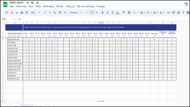 Cách tạo bảng điểm danh bằng Google Sheets chỉ với vài bước đơn giản Cách tạo bảng điểm danh bằng Google Sheets chỉ với vài bước đơn giản