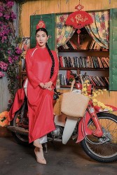 Người mẫu Ngọc Quyên gợi ý những mẫu áo dài dịp Tết trong bộ ảnh mừng Xuân sang