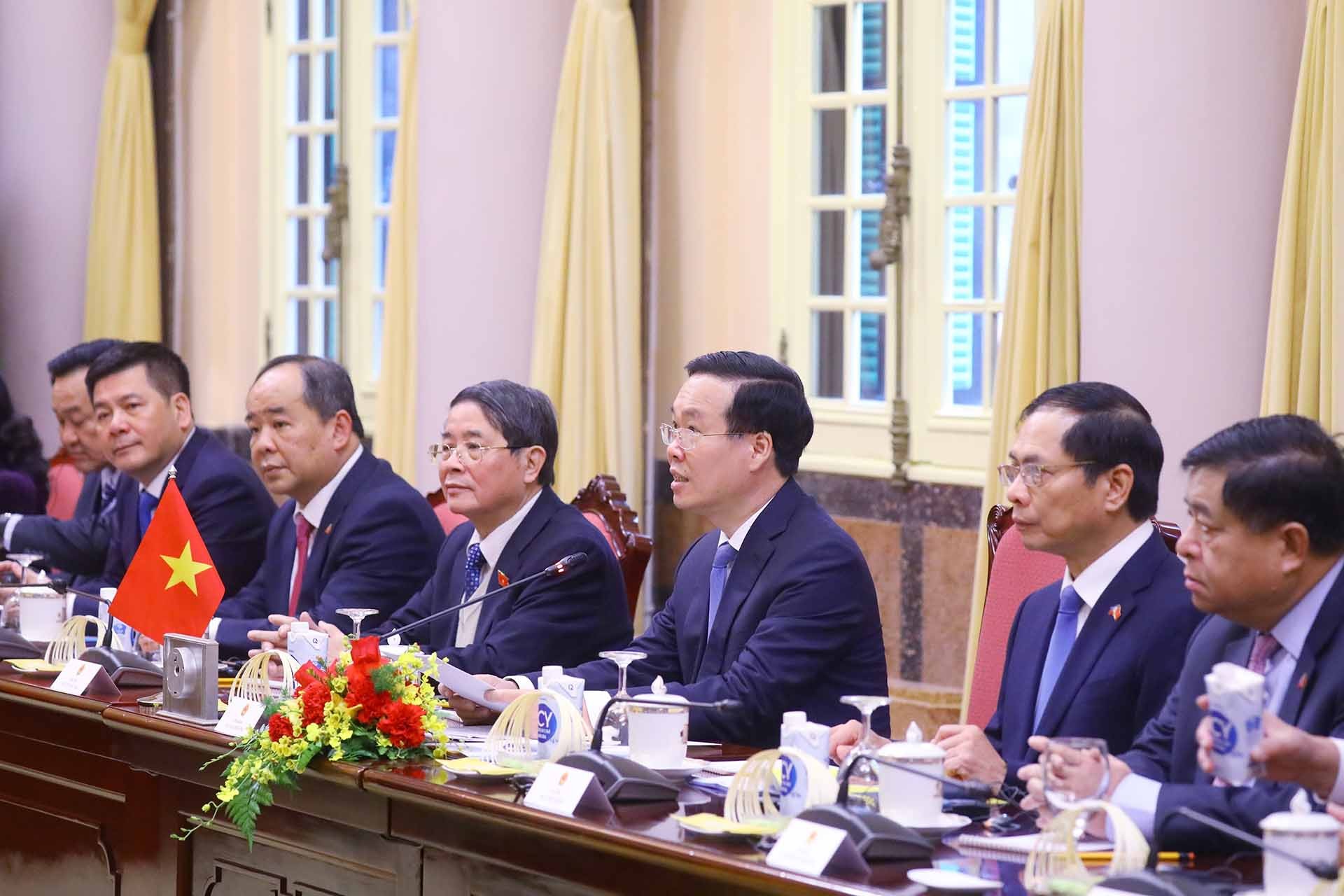 Chủ tịch nước Võ Văn Thưởng phát biểu. (Nguồn: TTXVN) Chủ tịch nước Võ Văn Thưởng phát biểu. (Nguồn: TTXVN)