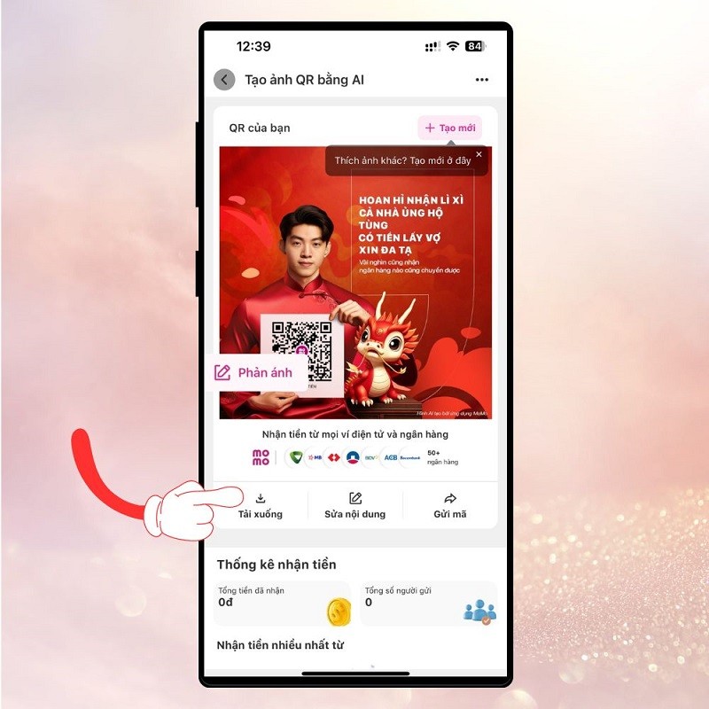 Tạo QR nhận lì xì độc đáo cùng AI trên MoMo