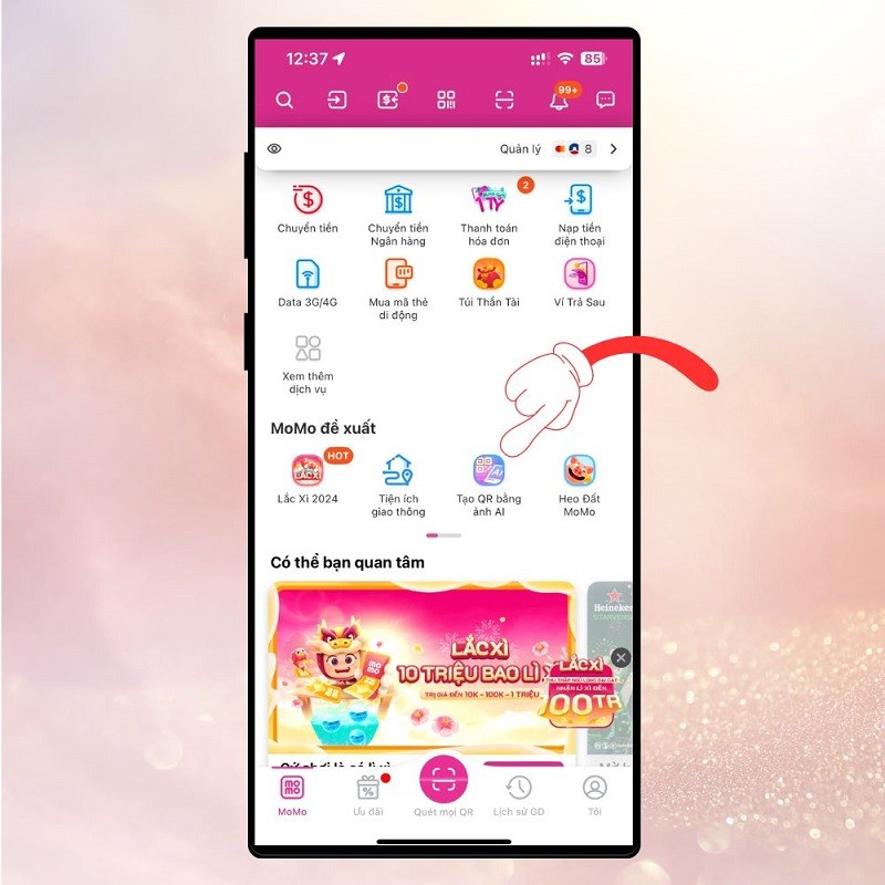 Tạo QR nhận lì xì độc đáo cùng AI trên MoMo