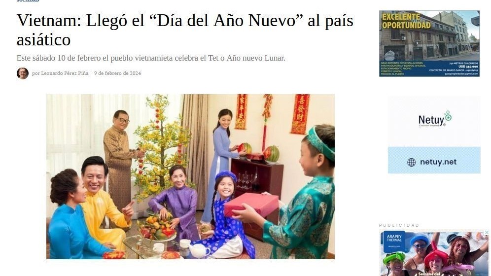 Báo chí Uruguay ca ngợi nét đẹp ngày Tết Nguyên Đán của Việt Nam