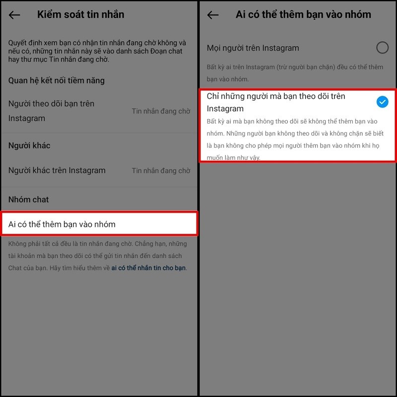 Chặn người khác thêm bạn vào nhóm trên Instagram siêu đơn giản Chặn người khác thêm bạn vào nhóm trên Instagram siêu đơn giản