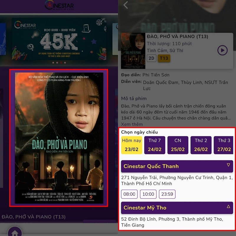 Đặt vé phim Đào, phở và Piano đang hot mà không cần phải xếp hàng Đặt vé phim Đào, phở và Piano đang hot mà không cần phải xếp hàng