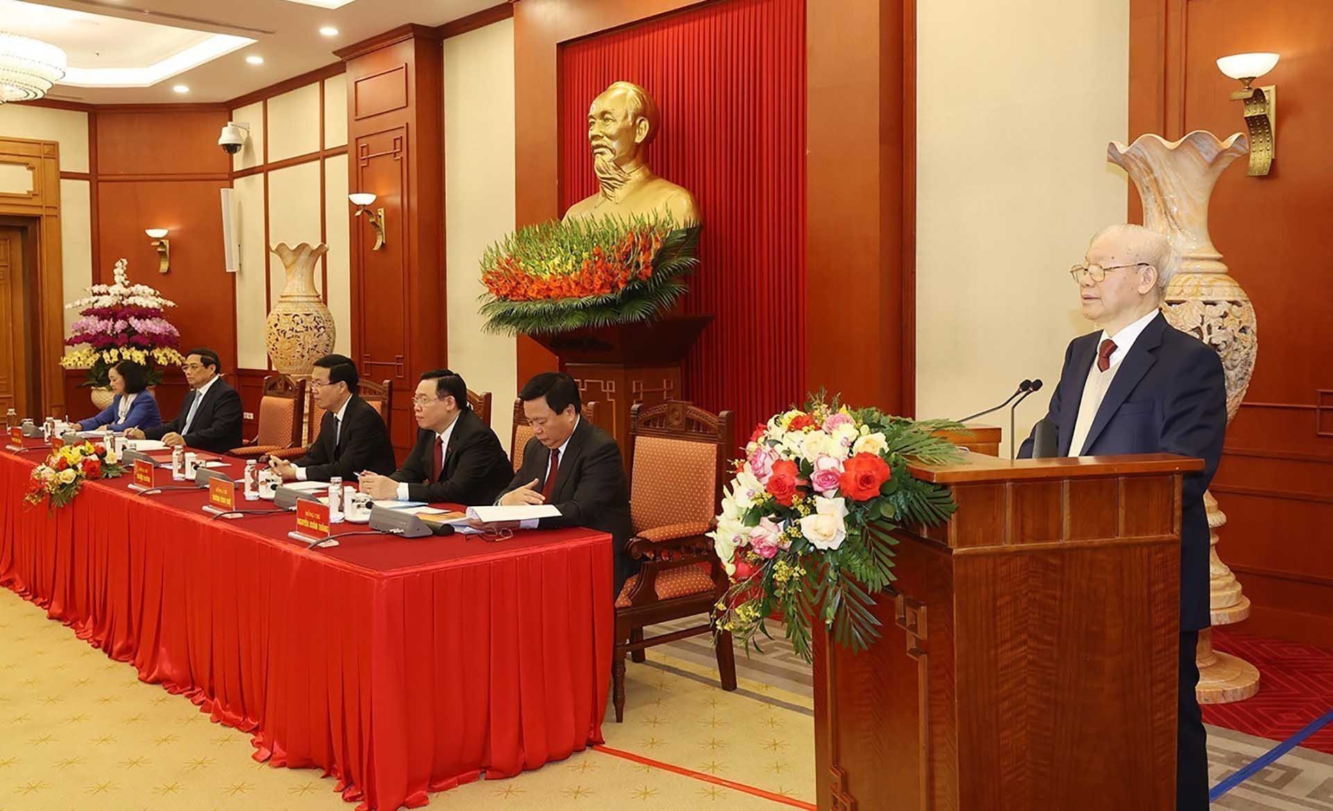 Tổng Bí thư Nguyễn Phú Trọng chủ trì phiên họp đầu tiên Tiểu ban Văn kiện Đại hội XIV của Đảng Tổng Bí thư Nguyễn Phú Trọng chủ trì phiên họp đầu tiên Tiểu ban Văn kiện Đại hội XIV của Đảng