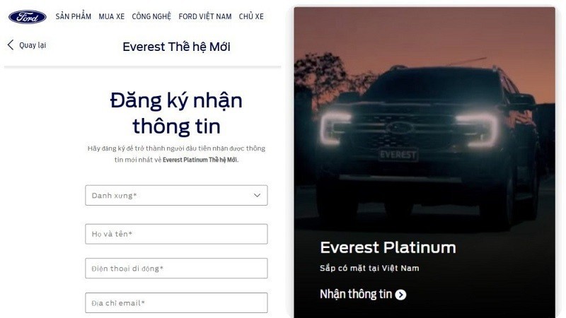 Ford Việt Nam xác nhận sắp ra mắt Everest Platinum thế hệ mới