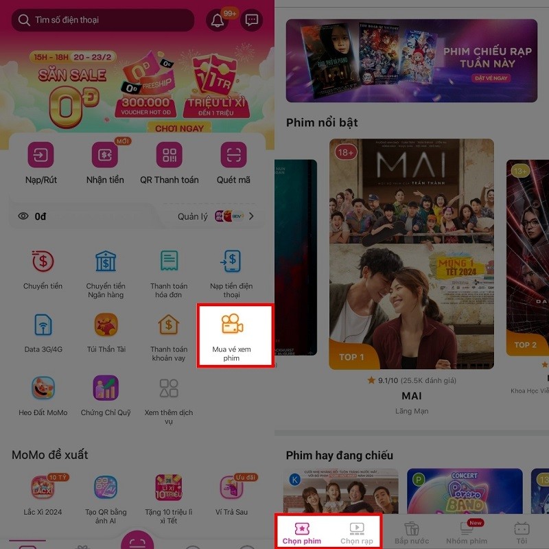 Mua vé xem phim trên MoMo đơn giản, siêu tiện lợi