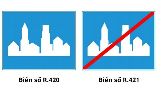 Biển báo đông dân cư và biển báo hết đông dân cư
