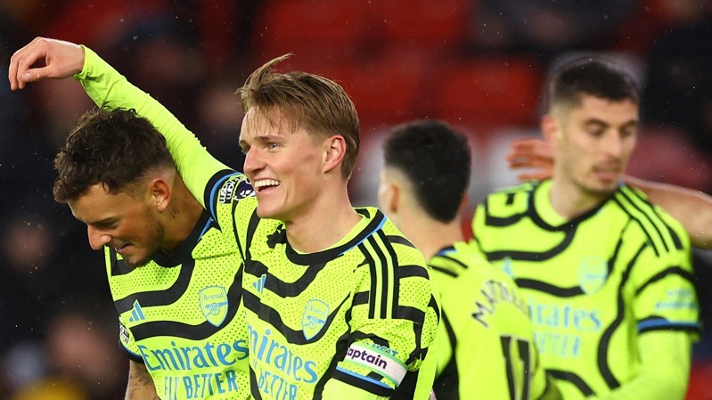 Ngoại hạng Anh: Hình ảnh trận đấu các cầu thủ Arsenal ghi 6 bàn thắng vào lưới Sheffield Utd