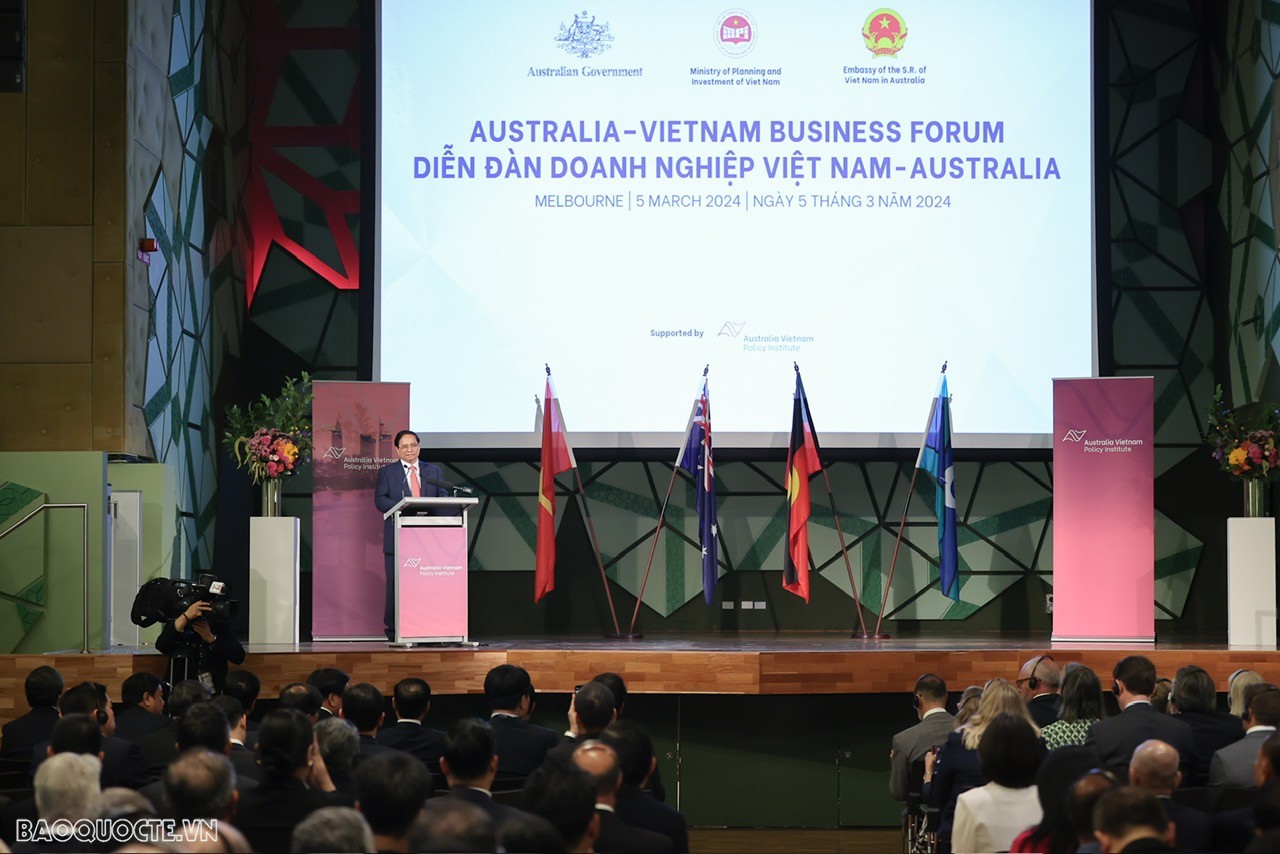 Thủ tướng Phạm Minh Chính dự Diễn đàn doanh nghiệp Việt Nam-Australia, kêu gọi doanh nghiệp hai nước đầu tư sang nhau Thủ tướng Phạm Minh Chính dự Diễn đàn doanh nghiệp Việt Nam-Australia, kêu gọi doanh nghiệp hai nước đầu tư sang nhau
