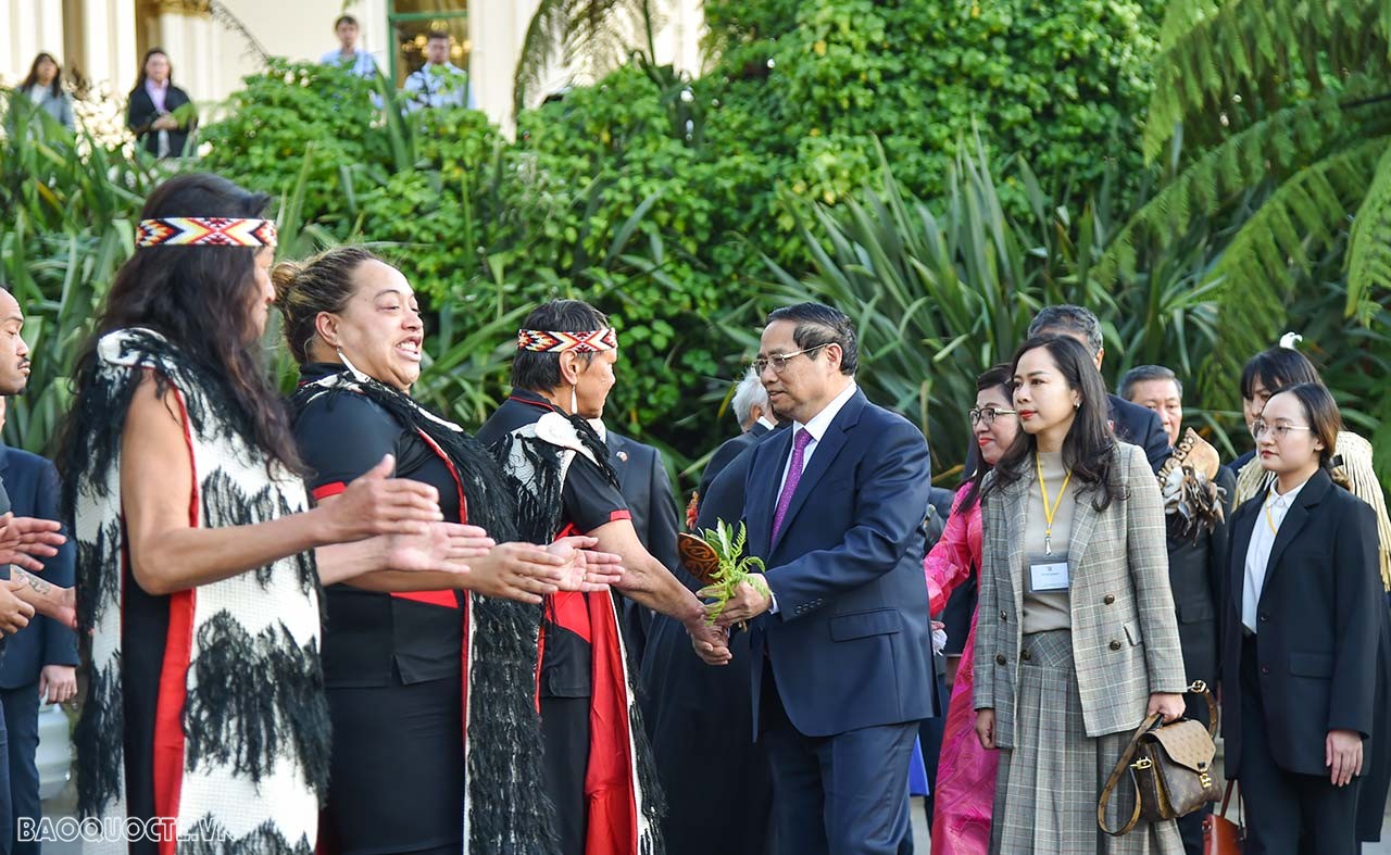 Toàn cảnh Thủ tướng Phạm Minh Chính dự lễ đón theo nghi thức thổ dân Maori và lễ đón chính thức tại New Zealand