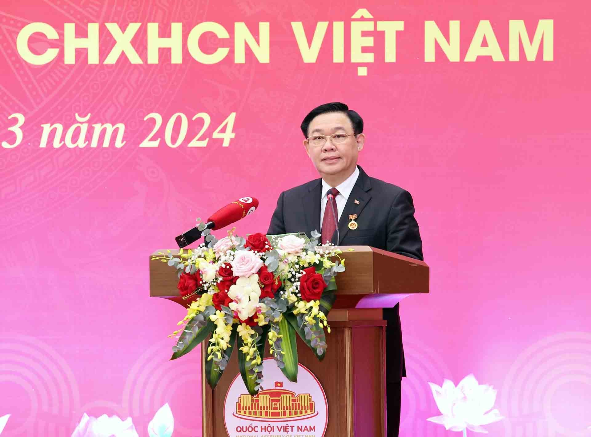 Chủ tịch Quốc hội Vương Đình Huệ phát biểu. (Nguồn: TTXVN) Chủ tịch Quốc hội Vương Đình Huệ phát biểu. (Nguồn: TTXVN)