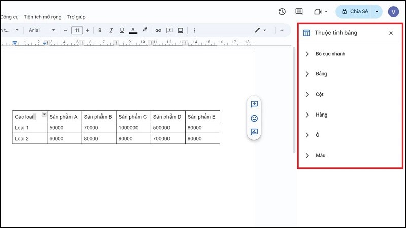 Cách chỉnh sửa bảng trên Google Docs đơn giản mà có thể bạn chưa biết