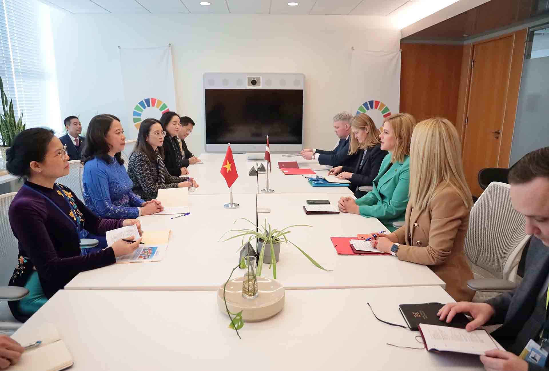 Phó Chủ tịch nước Võ Thị Ánh Xuân gặp lãnh đạo Thụy Sỹ, Latvia và tiếp Thị trưởng New York