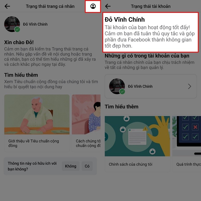 Cách kiểm tra trạng thái tài khoản trên Facebook