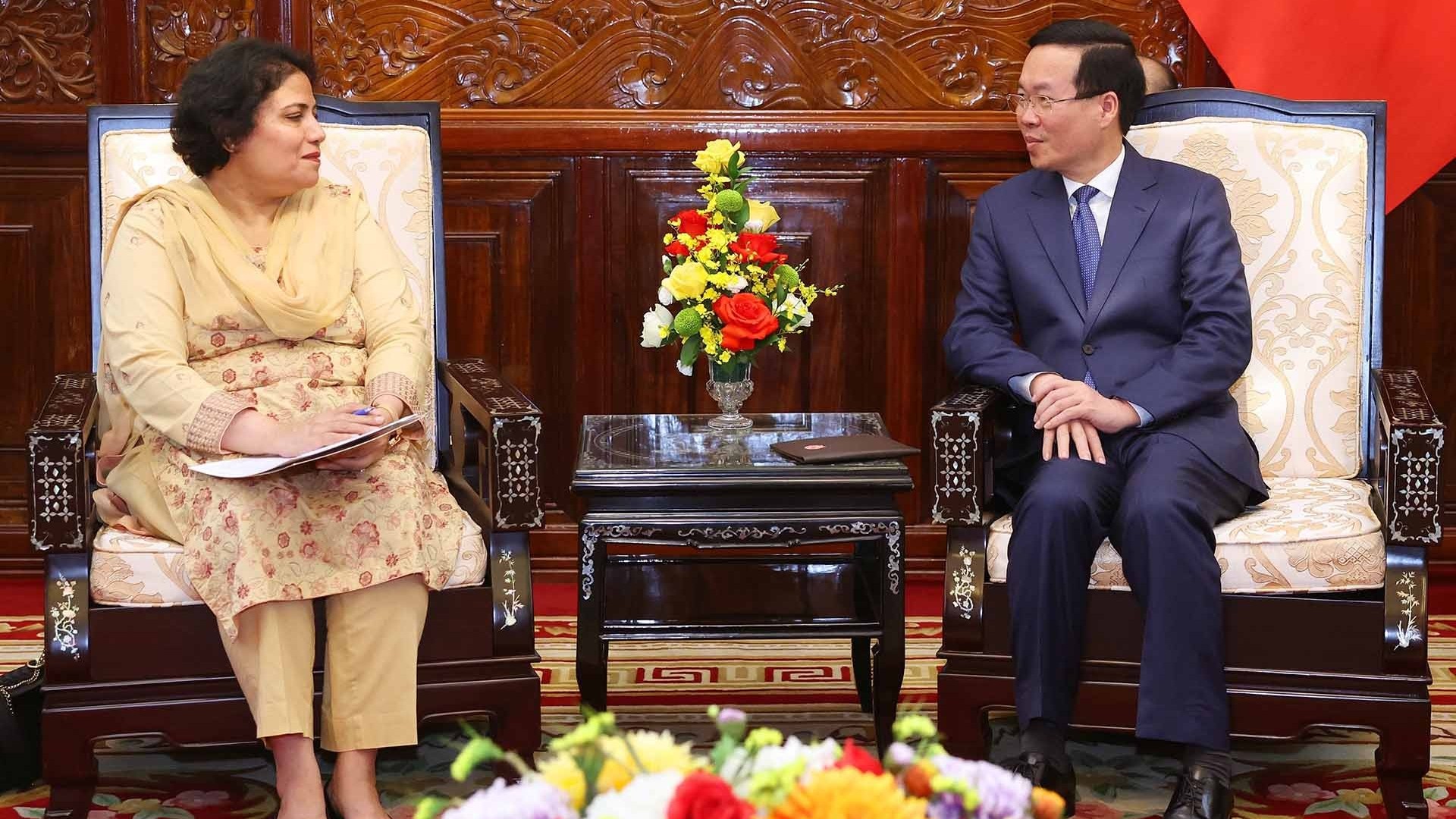 Chủ tịch nước Võ Văn Thưởng tiếp Đại sứ Pakistan chào từ biệt, kết thúc nhiệm kỳ công tác tại Việt Nam