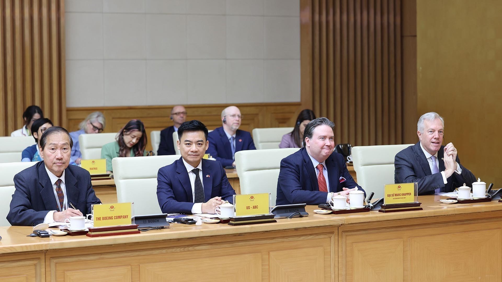 Các doanh nghiệp của Hội đồng Kinh doanh Hoa Kỳ-ASEAN tham dự buổi tiếp. (Nguồn: TTXVN) Các doanh nghiệp của Hội đồng Kinh doanh Hoa Kỳ-ASEAN tham dự buổi tiếp. (Nguồn: TTXVN)