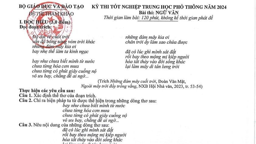 Bộ GD&ĐT: Công bố đề tham khảo thi tốt nghiệp THPT năm 2024