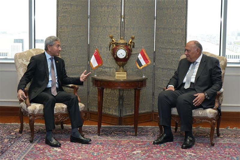 Ngoại trưởng Ai Cập Sameh Shoukry tiếp người đồng cấp Singapore Vivian Balakrishnan tại Cairo, ngày 23 tháng 3 năm 2024. Ảnh do Bộ Ngoại giao Ai Cập cung cấp. (Nguồn: Ahram Online)