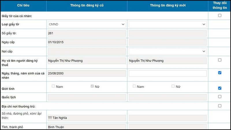 Cách thay đổi thông tin đăng ký thuế từ CMND sang CCCD ngay tại nhà Cách thay đổi thông tin đăng ký thuế từ CMND sang CCCD ngay tại nhà