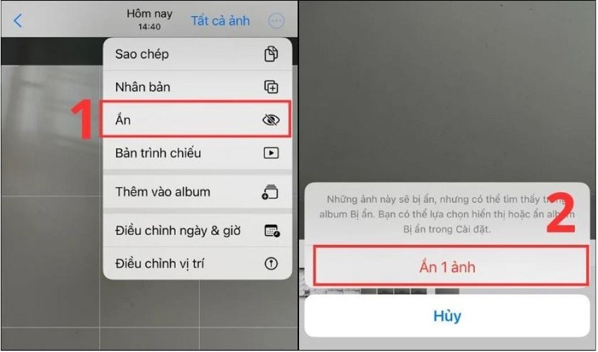 Cách ẩn và mở ảnh bị ẩn trên iPhone
