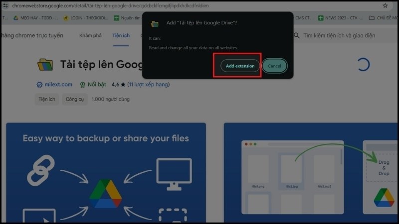 Cách tải tập tin vào Google Drive với extension nhanh chóng, dễ thực hiện Cách tải tập tin vào Google Drive với extension nhanh chóng, dễ thực hiện