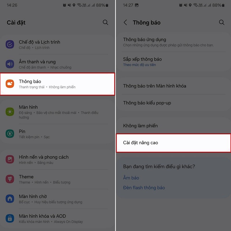 Hướng dẫn cách bật quản lý thông báo theo danh mục trên Samsung