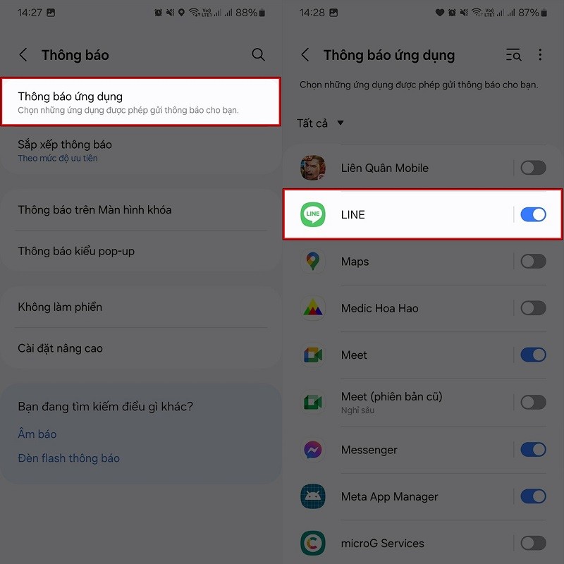 Hướng dẫn cách bật quản lý thông báo theo danh mục trên Samsung