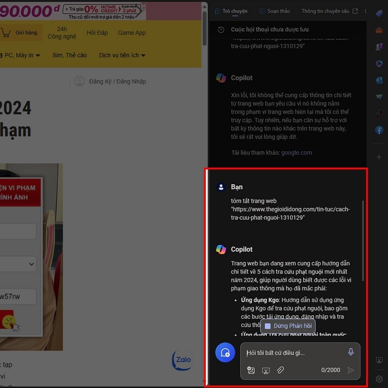 Hướng dẫn tóm tắt trang web với Copilot đơn giản, hiệu quả