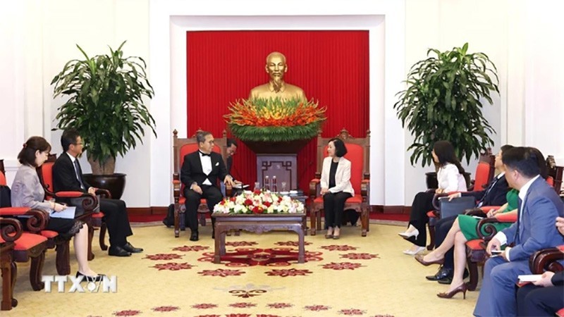 Thường trực Ban Bí thư Trương Thị Mai tiếp Đại sứ Nhật Bản Yamada Takio chào từ biệt