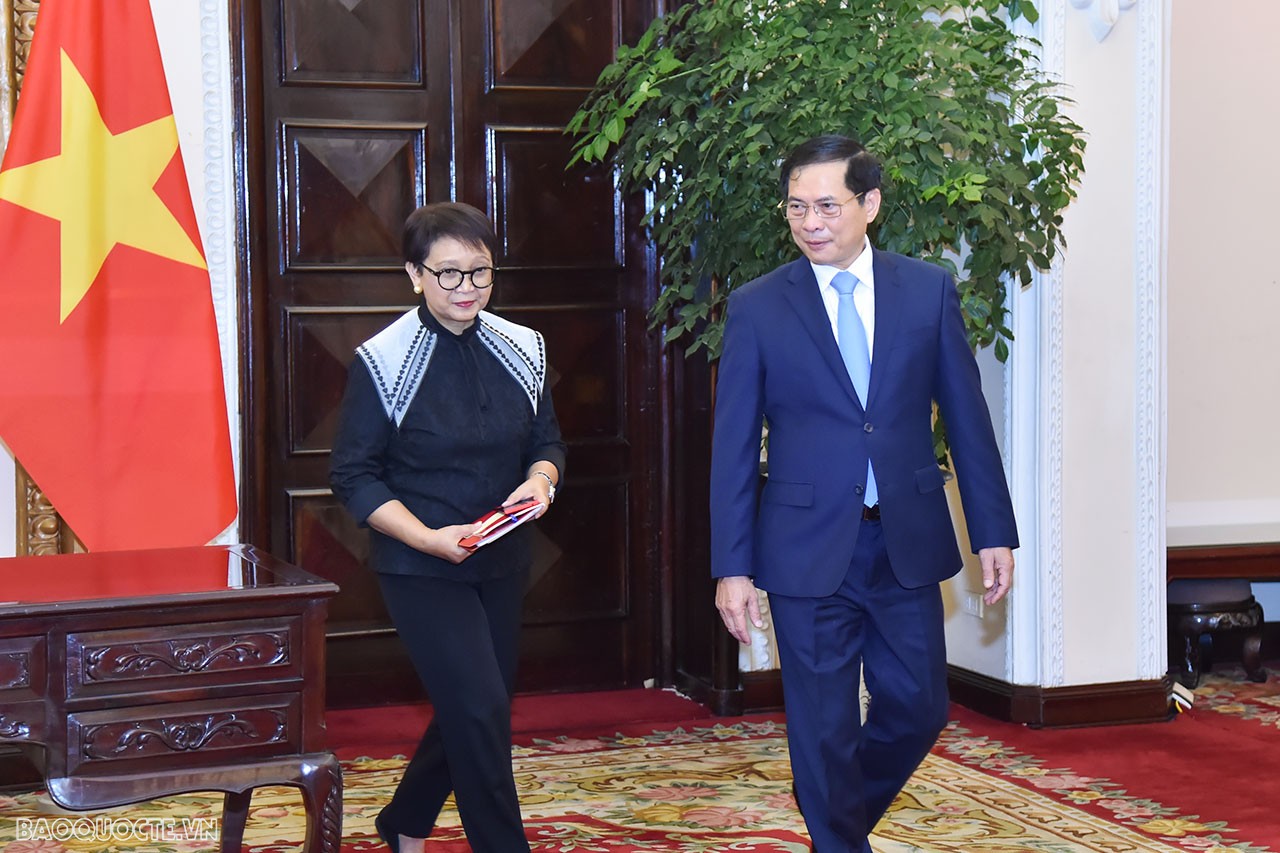 Hai Bộ trưởng đã trao đổi về quan hệ hai nước cũng như bàn thảo các biện pháp nhằm tăng cường hơn nữa mối quan hệ Đối tác Chiến lược Việt Nam-Indonesia không ngừng phát triển mạnh mẽ, sâu sắc trên tất cả các lĩnh vực.