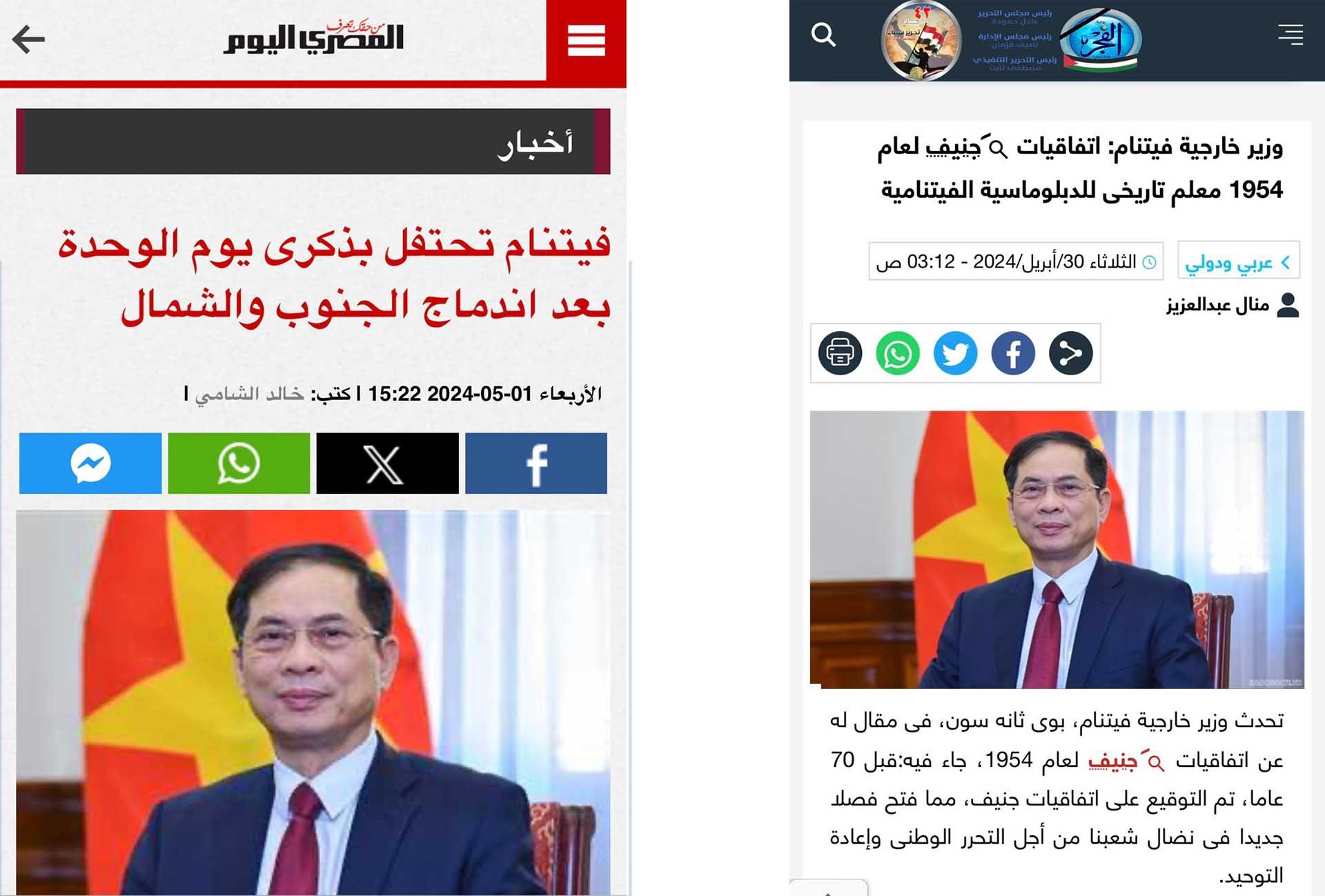 Báo chí Ai Cập đăng tải bài viết của Bộ trưởng Ngoại giao Bùi Thanh Sơn