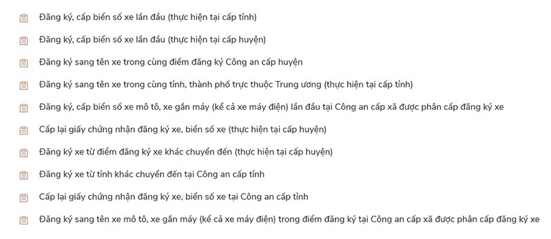 Hướng dẫn thủ tục đăng ký xe trên Cổng dịch vụ công quốc gia Hướng dẫn đăng ký xe trên Cổng dịch vụ công quốc gia